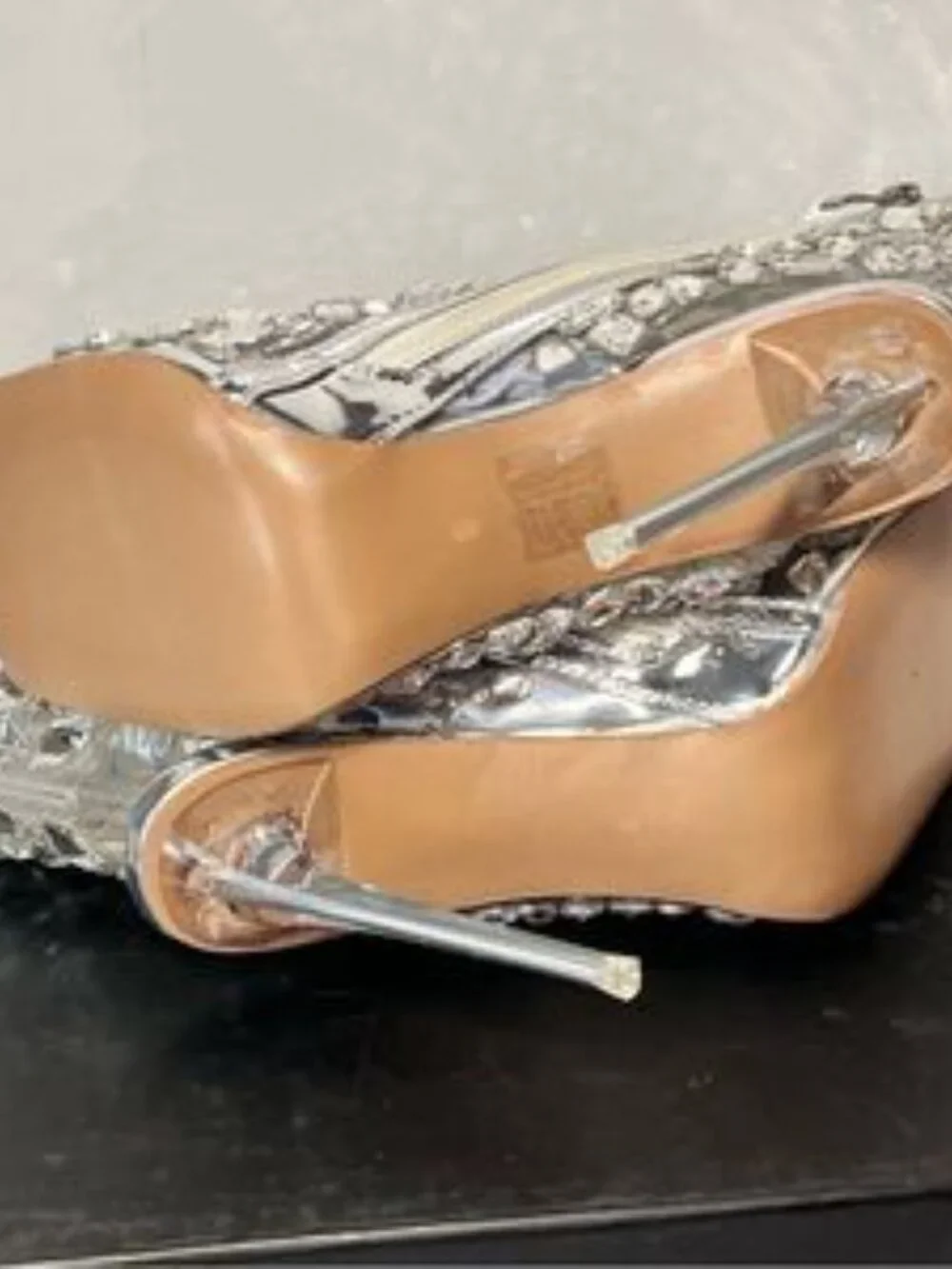 Cattleyas Silver Rhinestone Heel Booties